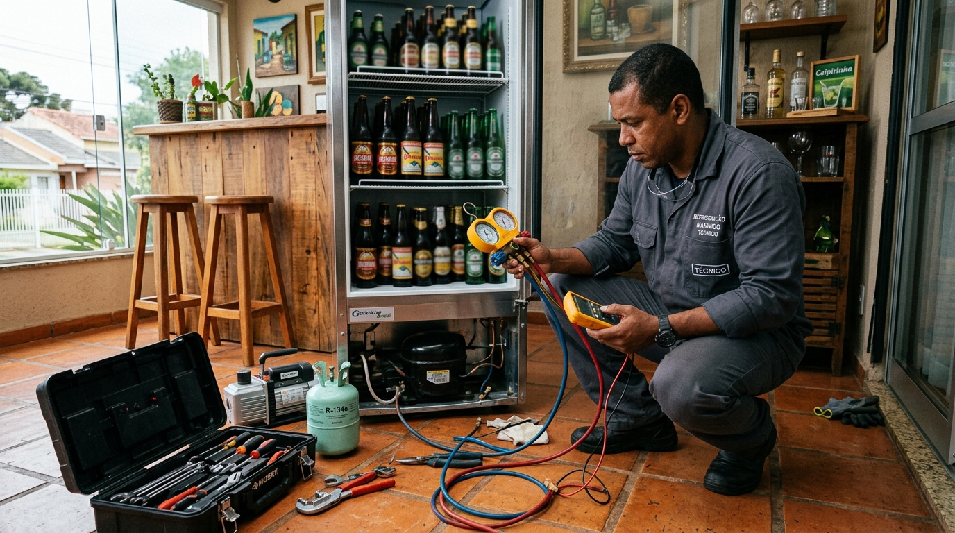 Técnico de conserto de cervejeira em residência em Contagem‑MG