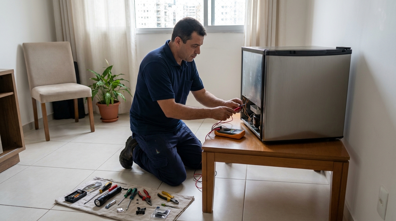 Técnico de conserto de frigobar em residência em Contagem‑MG