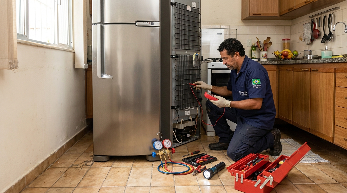 Técnico de conserto de geladeira em residência em Contagem‑MG